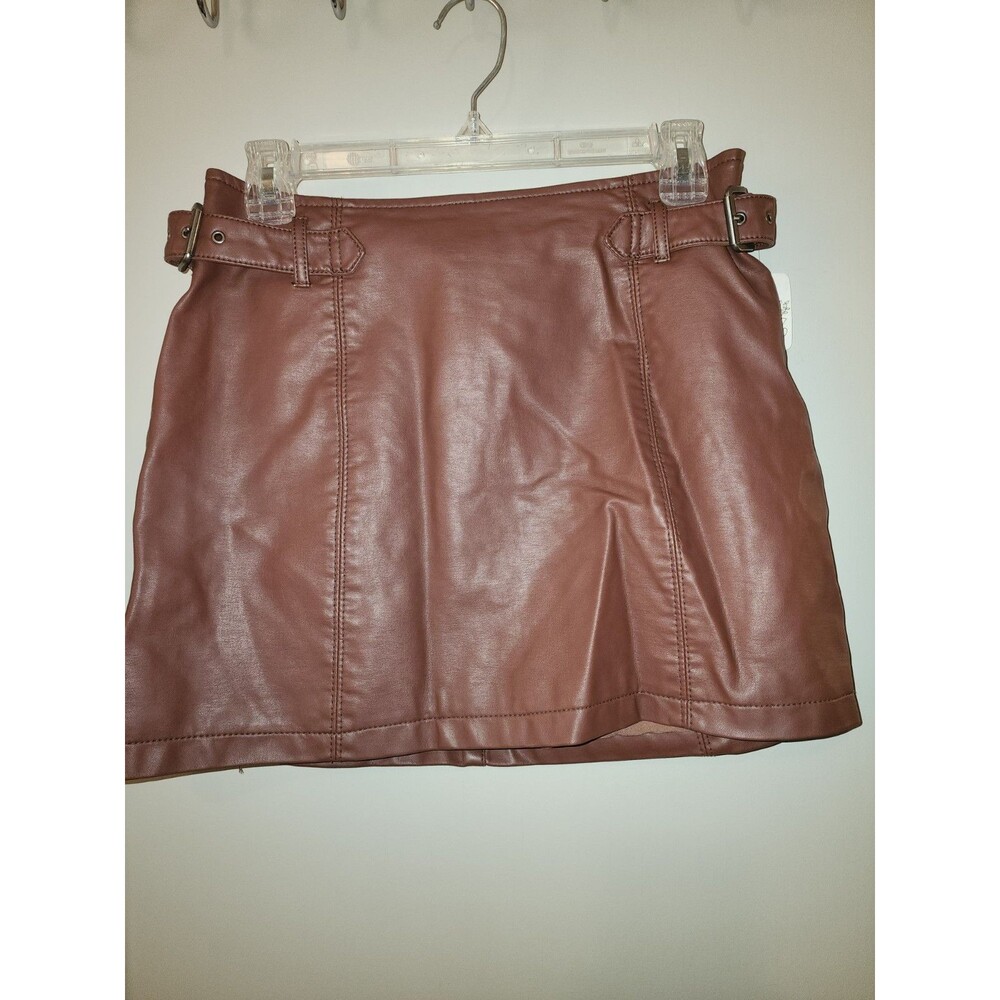 Free People Chari faux leather Mini Skirt Brown / chocolate Size 4